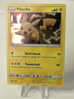 Pikachu SM227 Black Star Promo Holo Pokemon Card NM 2019 Pikachu NM Free Shippin - Image 1