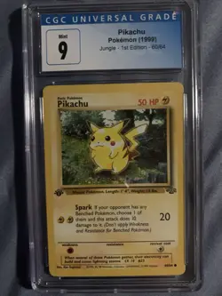 Pokemon TCG Pikachu 1st Edition Jungle Card 60/64 CGC 9 Mint WOTC 1999 Vintage - Image 1