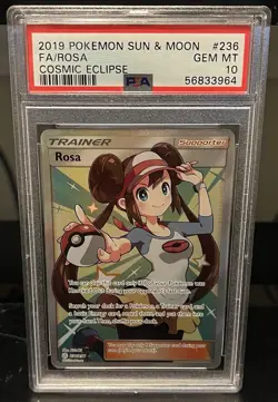 Pokemon Card PSA 10 Rosa 236/236 Cosmic Eclipse Full Art - Image 1