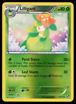 Lilligant 10/114 Rare Black and White Reverse Holo Pokemon Card - Image 1