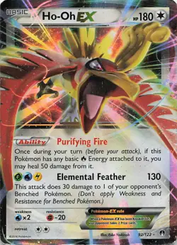 Ho-Oh EX 92/122 Holo EX Rare BREAKpoint Pokemon Damaged - Image 1
