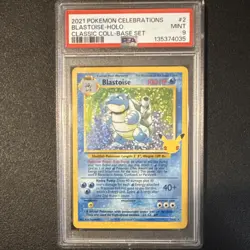 Pokemon 2021 Blastoise 2/102 Celebrations Classic Collection PSA 9 Holo Reprint - Image 1