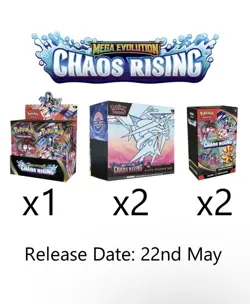 PRESALE Chaos Rising Pokemon Center Bundle 1x Booster Box, 2x Bundles, 2x PC ETB - Image 1