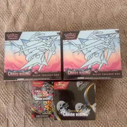 Pokemon Chaos Rising Booster Box + 2x Pokemon Center ETB + Booster Bundle Lot - Image 1