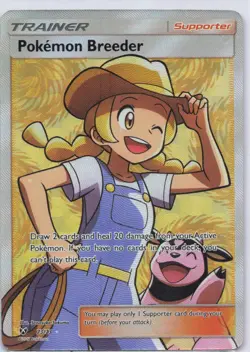 Pokemon Breeder 73/73 Ultra Rare Shining Legends Pokemon Holo Lightly Played - Image 1
