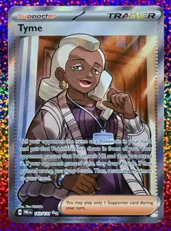 Pokemon Tyme 143/131 Ultra Rare Full Art Trainer Prismatic Evolutions TCG Card ! - Image 1