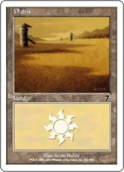 1x Plains (341) - Foil Moderate Play, German 7th Edition MTG Magic - Image 1