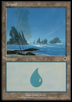 1x Island (336) - Foil Heavy Play, English Invasion MTG Magic - Image 1