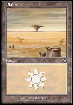 1x Plains (334) - Foil Heavy Play, English Mercadian Masques MTG Magic - Image 1