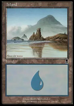 1x Island (338) - Foil Heavy Play, English Odyssey MTG Magic - Image 1