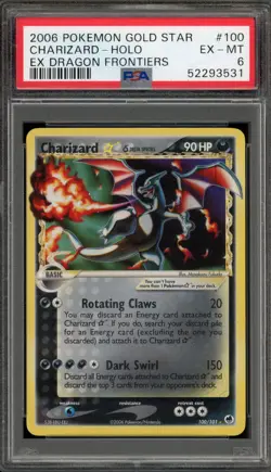 Pokemon Charizard Gold Star EX Dragon Frontiers Holo Ultra Rare #100 PSA 6 - Image 1