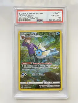 2022 POKEMON SWORD & SHIELD BRILLIANT STARS #TG02 FULL ART/VAPOREON PSA 10 - Image 1