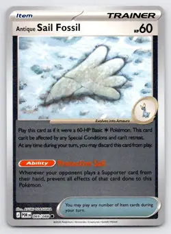 Pokemon Antique Sail Fossil ME03: Perfect Order POR Reverse Holo 069/088 NM - Image 1