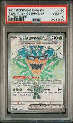 2024 POKEMON TWM EN-TWILIGHT MASQUERADE ULTRA RARE TEAL MASK OGERPON EX PSA 10 - Image 1