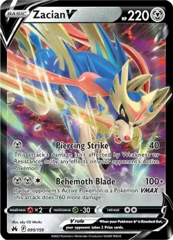 Zacian V 095/159 Ultra Rare Pokemon Sword & Shield Crown Zenith - Image 1