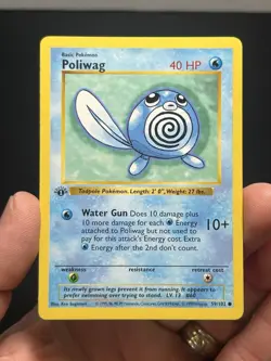 Pokemon TCG Poliwag 059/102 Base Set (Shadowless) 1st Edition LP - Image 1