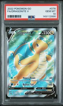 2022 POKEMON GO #076 FULL ART/DRAGONITE V PSA 10 - Image 1