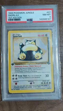 1999 Pokemon Snorlax Jungle 1st Edition Rare Regular 27/64 PSA 8 NM-MT 27/64 - Image 1