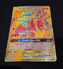 Pokemon TCG Reshiram & Charizard GX SM247 Holo Card heavily played hp - Image 1