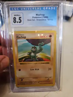 Machop Base Set Shadowless 52/102 CGC 8.5 NM-MT Blue Label Pokemon Card WOTC - Image 1