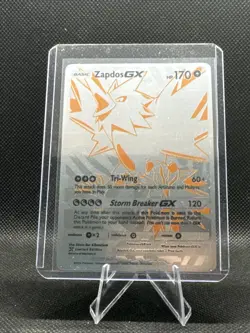 Pokemon Silver Foil Fan Art Zapdos GX Full Art Display Card FAN ART NOT TCG - Image 1