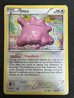 Ditto Pokemon Card 108/149 Boundaries Crossed Holo Rare 2012 English Basic HP 70 - Image 1
