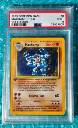 1999 Pokemon Base Set 1st Edition Machamp 8/102 HOLO PSA-9 - Image 1