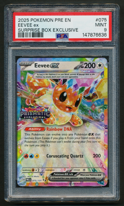 Eevee ex 075/131 Surprise Box Holo Pokemon Prismatic Evolutions PSA 9 MINT - Image 1