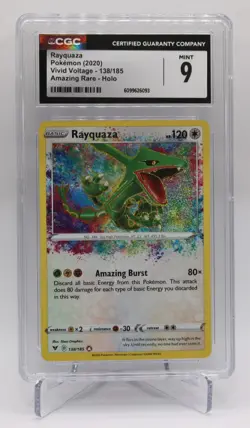 Rayquaza Pokemon 2020 Vivid Voltage 138/185 Amazing Rare Holo CGC Graded 9 - Image 1