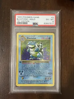 1999 Pokemon Game 1st Edition #2 Blastoise Shadowless Holo PSA 6 EX-MT - Image 1