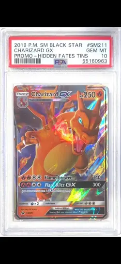 2019 POKEMON SM BLACK STAR PROMOS #SM211 CHARIZARD GX HIDDEN FATES TIN PSA 10 - Image 1