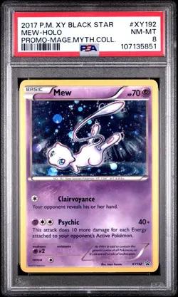 2017 Pokemon XY Mew Holo XY192 Black Star Promo PSA 8 NM-MT - Image 1