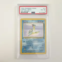 Pokemon Lapras 1999 Fossil 1st Edition Holo 10/62 English PSA 4 - Image 1