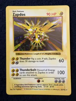 SHADOWLESS Zapdos Holo Rare Base Set Pokemon TCG 16/102 NM - Image 2