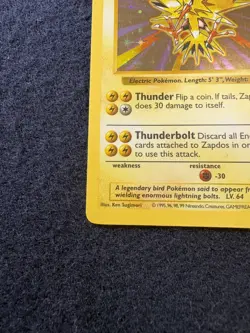 SHADOWLESS Zapdos Holo Rare Base Set Pokemon TCG 16/102 NM - Image 5