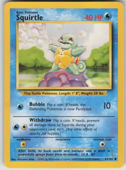 Pokemon TCG Squirtle Common Base Set 063/102 - Image 1