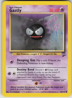 Pokemon TCG Gastly Common Base Set 2 075/130 - Image 1