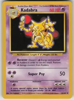 Pokemon TCG Kadabra Uncommon Base Set 032/102 - Image 1