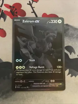 Pokemon Zekrom EX Black Bolt 172/086 BWR English TCG Card Near Mint Condition - Image 1