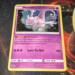 Mewtwo ~ SM77 ~ Holo Swirl ~ SUN & MOON PROMO ~ Moderate PLAY ~ Pokemon Card - Image 1