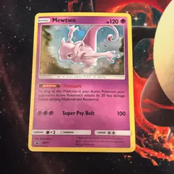 Mewtwo ~ SM77 ~ Holo Swirl ~ SUN & MOON PROMO ~ Moderate PLAY ~ Pokemon Card - Image 2