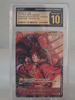 Cgc 10 pristine ONE PIECE Card Game Monkey D. Luffy ST01-012 SR - Image 1