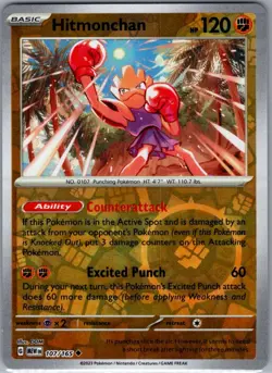 Hitmonchan 107/165 Reverse Holo SV: Scarlet & Violet 151 - Pokemon Card - NM - Image 1