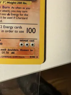 1999 Pokemon Base Set Charizard Holo 4/102, very nice - Image 2