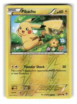 Pikachu 27/111 Common Furious Fists Pokemon Reverse Holo Lightly Played - Image 1