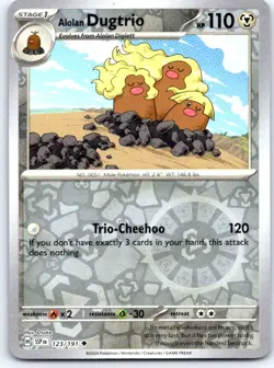 Alolan Dugtrio 123/191 Uncommon Surging Sparks Pokemon Reverse Holo NM - Image 1
