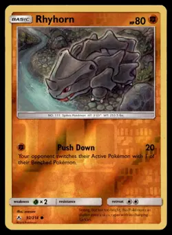 Rhyhorn 92/214 Common Unbroken Bonds Pokemon Reverse Holo Lightly Played - Image 1