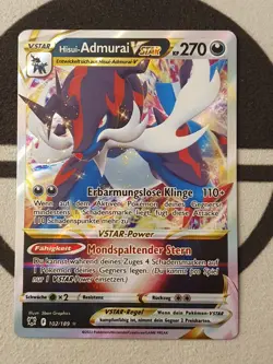 Pokemon Karte Hisui - Admurai Vstar 102/189 Schwert & Schild Set Deutsch NM - Image 3