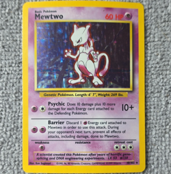 Pokemon TCG Base Set Mewtwo 10/102 Holo Rare Unlimited English 1999 HP 60 - Image 1