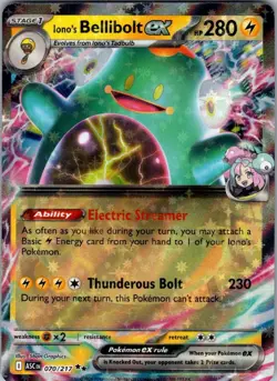 IONO'S BELLIBOLT EX 070/217 DOUBLE RARE ASCENDED HEROES POKEMON NM/M - Image 1